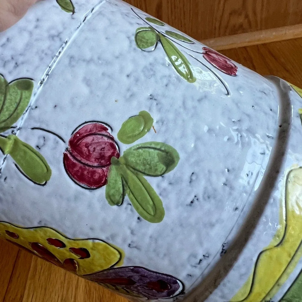Jay Willfred Hand Painted Italian Pottery Planter‎ Butterfly Floral 30/116